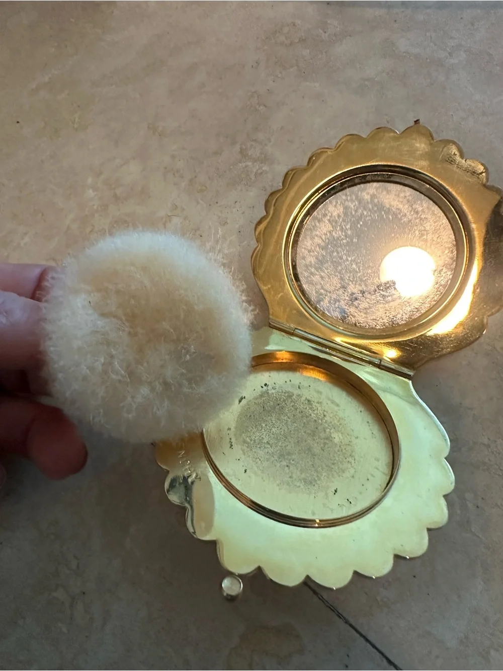 Rare Vintage 1960’s Givenchy Gold Shell Compact Powder Case